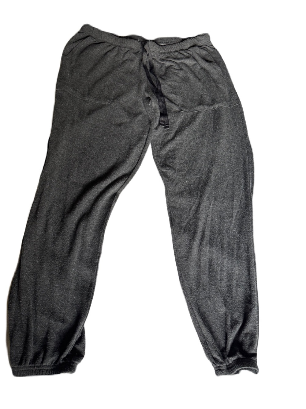 Relaxed Charcoal Gray Knit Jogger Pants with Drawstring Waist
